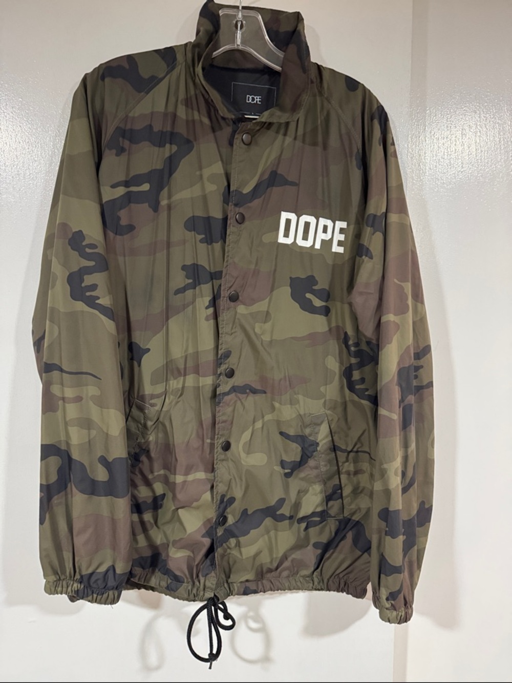 DOPE Men’s Camo Windbreaker Jacket — Green/Brown Camo